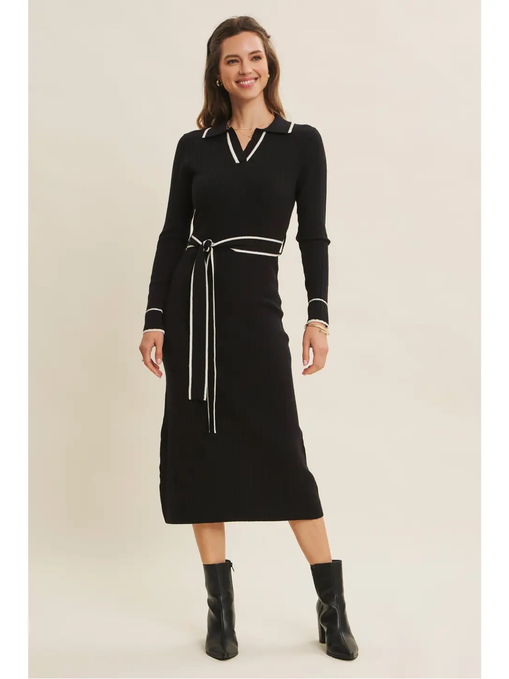 (416) Super Soft Stretchy Rib Sweater Bodycon Maxi Dress With Belt - Nwt